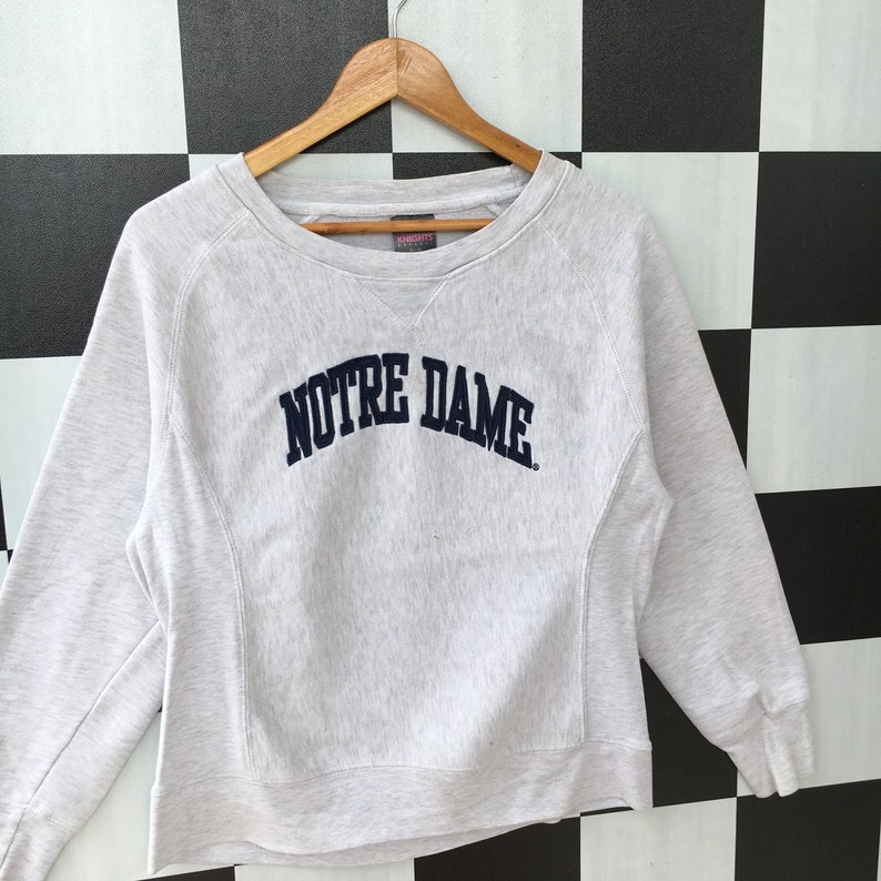 Vintage 90s Notre Dame Sweatshirt Jumper Notre Dame Crewneck Spell Outs Notre Dame Pullover Sweater XL Fits M Size