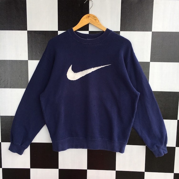 vintage 90s nike big swoosh crewneck sweater