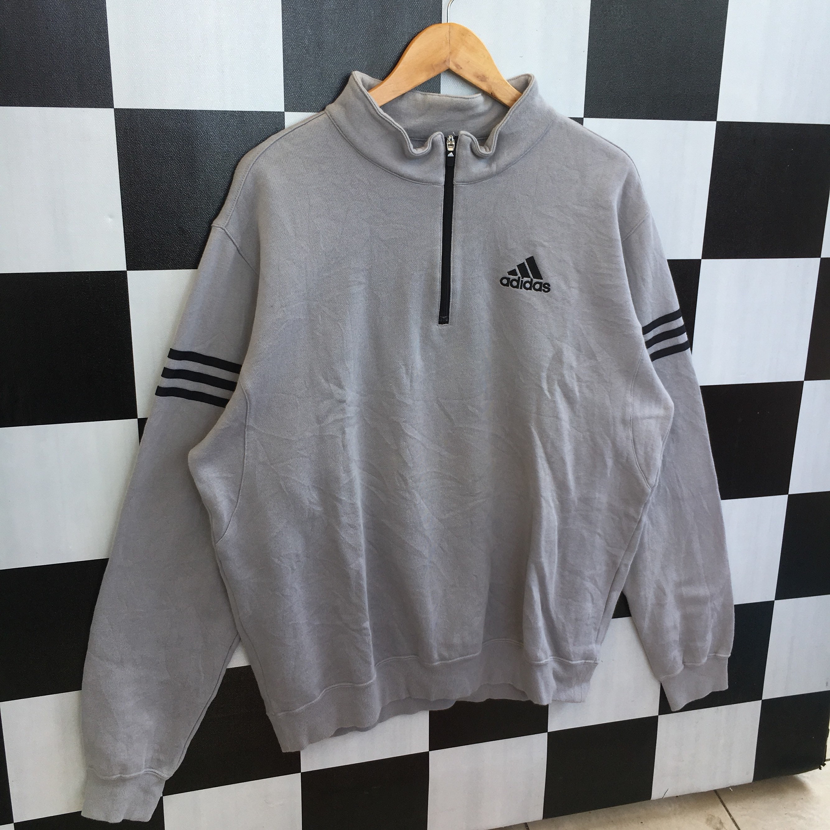 Adidas Three Stripes Quarter Zip Sweatshirt Jumper Adidas | Etsy