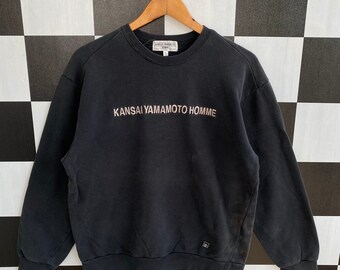 Rare !! Vintage Kansai Yamamoto Homme Sweatshirt Jumper Pullover Stripe Design Sweater Japanese Designer Medium Size