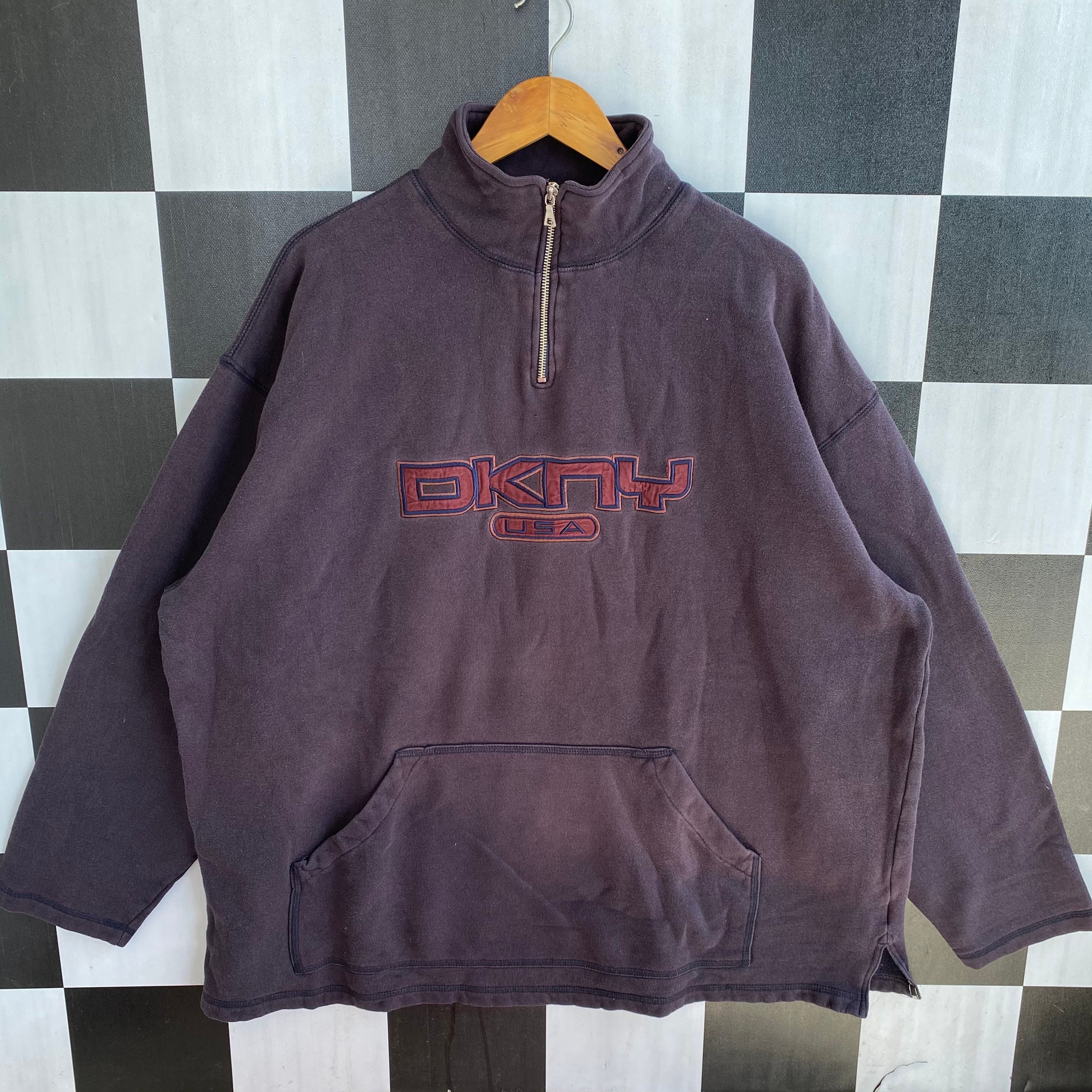 Vintage 90s Dkny Usa Quarter Zip Long 