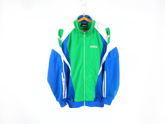 Adidas Track Jacket Green Size L Blue White Mens Etsy España
