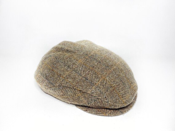 Rare Harris Tweed Wigens Wool Newsboy Cap Hat Plaid One Size 60 Retro Hip Hop Hippie Streetwear Authentic Style Luxury 90s 80 Hipster