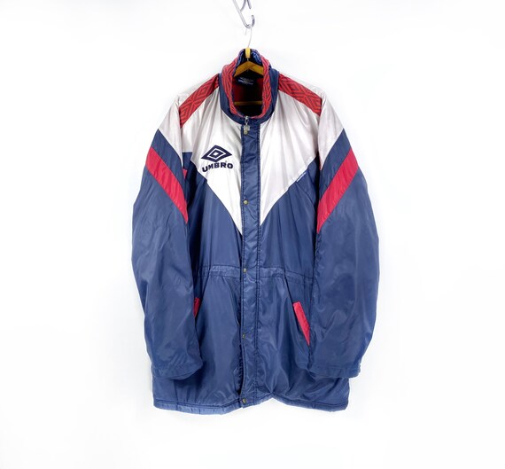 vintage Umbro Jacket Down Puffer Red Blue White Retro… - Gem