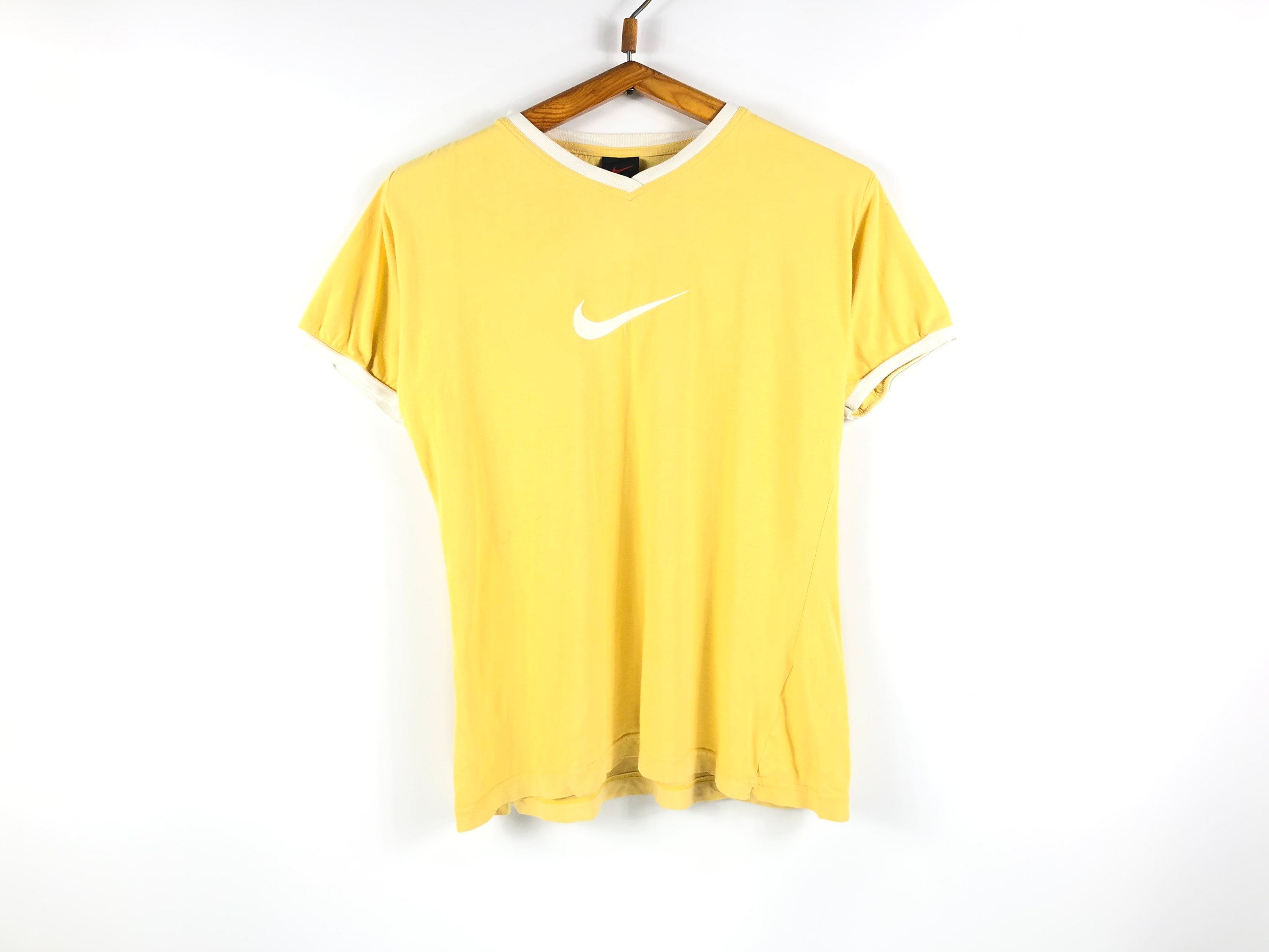 Rare Vintage Nike Shirt T-Shirt Womens Yellow Big Swoosh Logo | Etsy