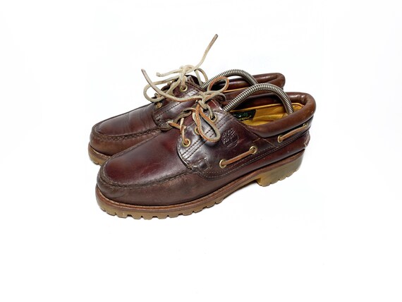 cansado Votación Ondular Vintage Cuero marrón Timberland 3 Eye Vibram Lug Boat Shoes - Etsy España