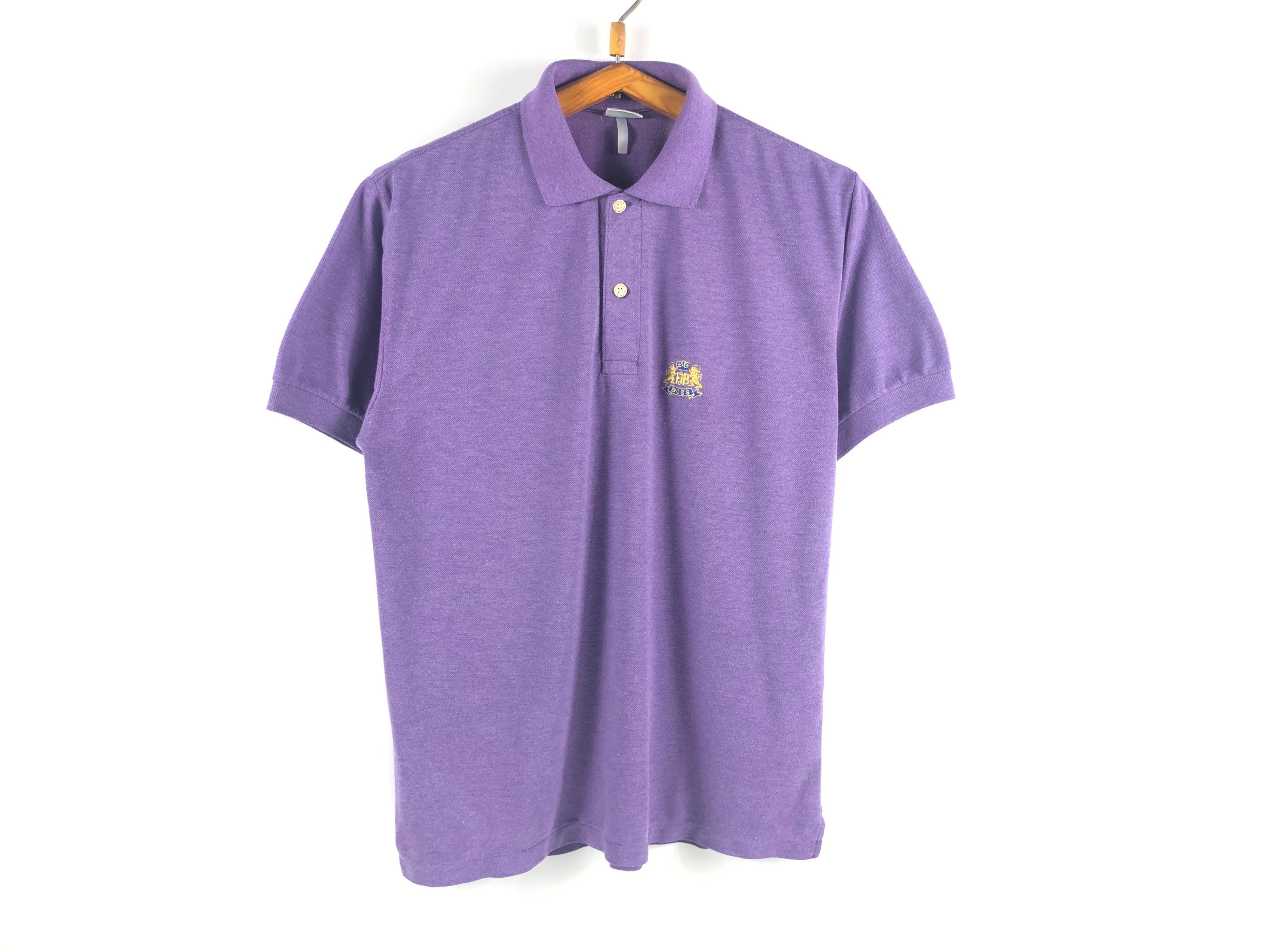 Vintage HUGO BOSS Sports polo T-Shirt purple abstract pattern | Etsy