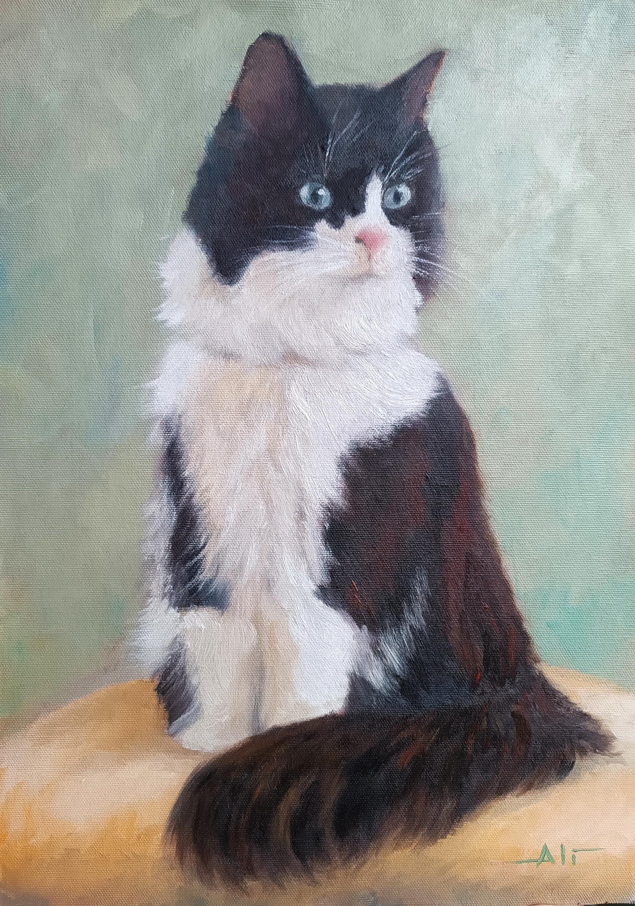 Cat Portrait , Custom Hand Painted Pet Portrait From Photo, Original ...