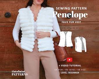 Penelope Vest PDF Digital Sewing Pattern / UK 4-24, US 0-20 / + Video Tutorial