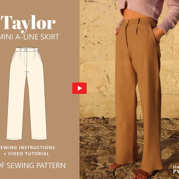 Taylor High Waisted Wide Leg Trousers Digital Pattern // UK 4-24, US 0-20 //  PDF Sewing Patterns