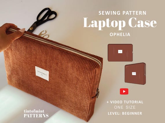 Laptop Bag Sewing Pattern PDF | Corduroy Laptop Sleeve | Quilted Laptop Case | Beginner Friendly | Video Tutorial