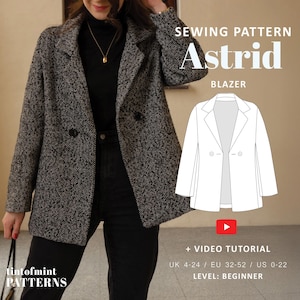 Astrid oversized blazer digitaal patroon // VK 4-24, VS 0-20 // PDF-naaipatronen