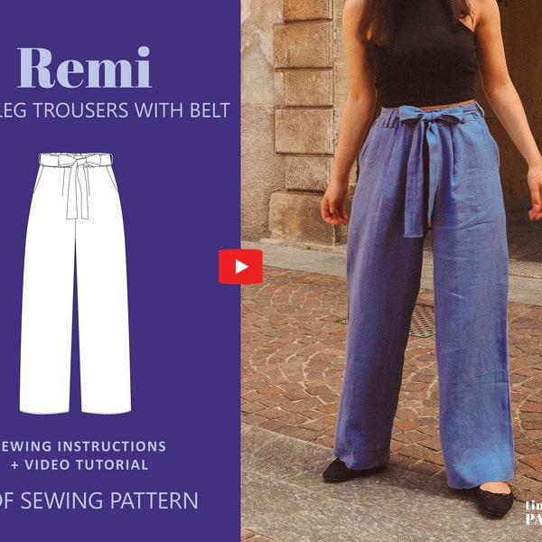 Remi Wide Leg Trousers Digital Pattern // UK 4-24, US 0-20 //  PDF Sewing Patterns