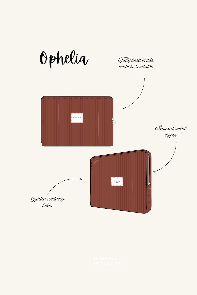 Laptop Bag Sewing Pattern PDF | Corduroy Laptop Sleeve | Quilted Laptop Case | Beginner Friendly | Video Tutorial image 10