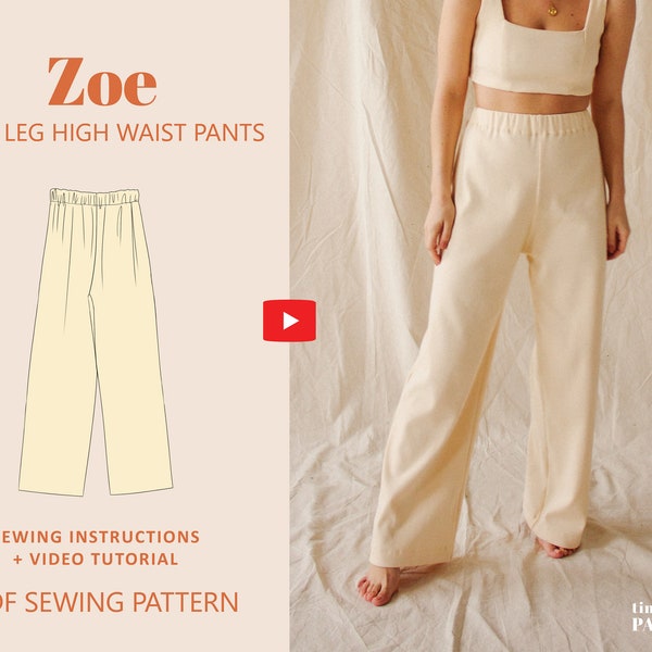Zoe Wide Leg Lounge Trousers Digital Pattern  // UK 4-24, US 0-20 // PDF Sewing Patterns