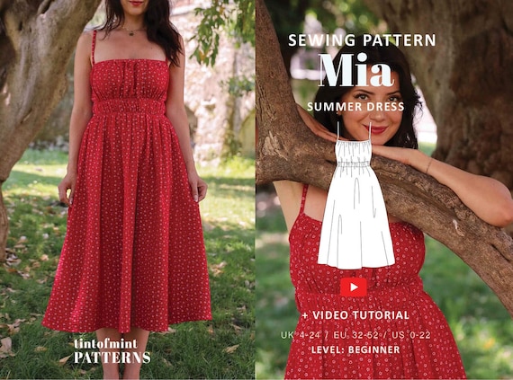 Mia Cami Beach Dress Digital Pattern // UK 4-24, US 0-20 //  PDF Sewing Patterns