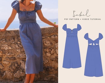 Isabel Puff Sleeves Milkmaid Dress Digital Pattern // UK 4-24, US 0-20 //  PDF Sewing Patterns