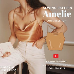 Modello di cucito per top con scollo a cappuccio Amélie (PDF)