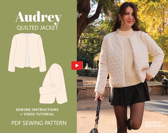 Audrey Quilted Jacket PDF Sewing Pattern Instant Download  US 0-20/ UK 4-24 - Beginner friendly -