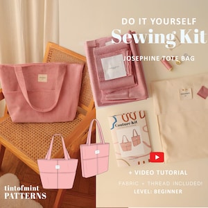 Kit de couture DIY - Sac fourre-tout Joséphine/ Tissu + fil inclus ! Tout ce dont vous avez besoin pour faire un sac fourre-tout/Idée cadeau parfaite