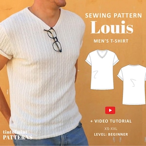 Louis V-neck T-shirt // XS-XXL // PDF Sewing Patterns for Men