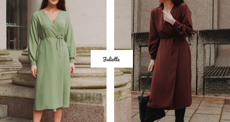 Juliette Button Wrap Midi Dress Digital Pattern // UK 4-24, US 0-20 // PDF Sewing Patterns image 3