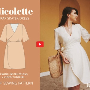 Nicolette Skater Wrap Dress Digital Pattern // UK 4-24, US 0-20 //  PDF Sewing Patterns