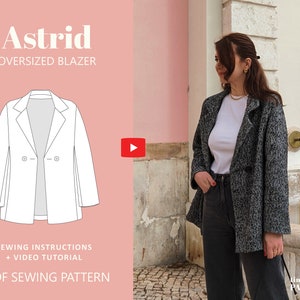Astrid Oversized Blazer Digital Pattern // UK 4-24, US 0-20 //  PDF Sewing Patterns