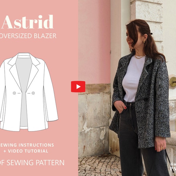 Astrid Oversized Blazer Digitales Muster // UK 4-24, US 0-20 // PDF Schnittmuster
