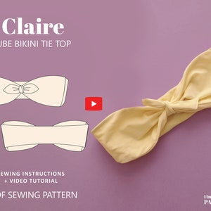 Claire Tie Bandeau Bikini Top Swimwear Pattern // UK 4-24, US 0-20 //  PDF Sewing Patterns