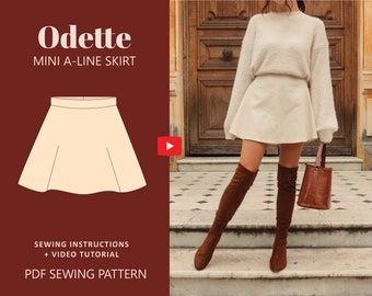 Odette High Waisted Skirt Digital Pattern // UK 4-24, US 0-20 //  PDF Sewing Patterns