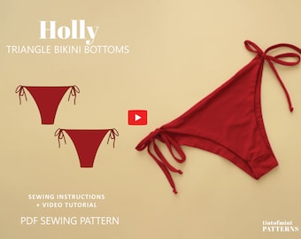 Holly Triangle Bikini Bottoms Swimwear Pattern // UK 4-24, US 0-20 //  PDF Sewing Patterns