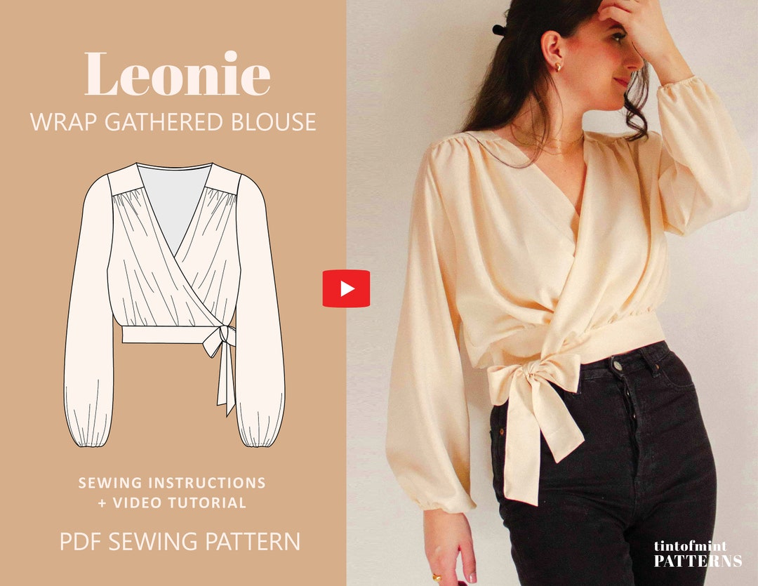 Leonie Balloon Sleeve Wrap Blouse Digital Pattern // UK 4-24, US 0-20 //  PDF Sewing Patterns -  Canada