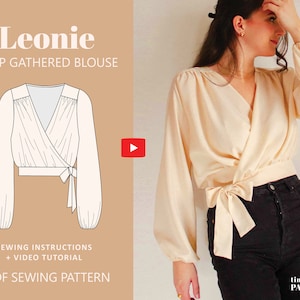 Leonie Balloon Sleeve Wrap Blouse Digital Pattern // UK 4-24, US 0-20 //  PDF Sewing Patterns