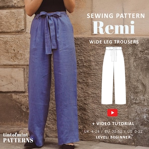 Remi Wide Leg Trousers Digital Pattern // UK 4-24, US 0-20 //  PDF Sewing Patterns