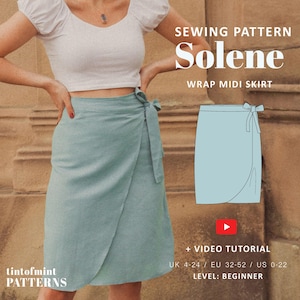 Solene Wrap Midi Skirt Digital Pattern // UK 4-24, US 0-20 //  PDF Sewing Patterns