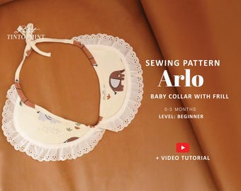 Arlo Baby Halsband mit Frill Digital Pattern // 0-3 Monate // PDF Schnittmuster