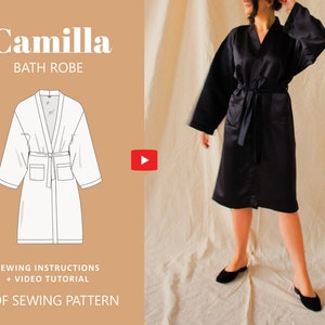 Camilla Dressing Gown Robe Digital Pattern // UK 4-24, US 0-20 //  PDF Sewing Patterns