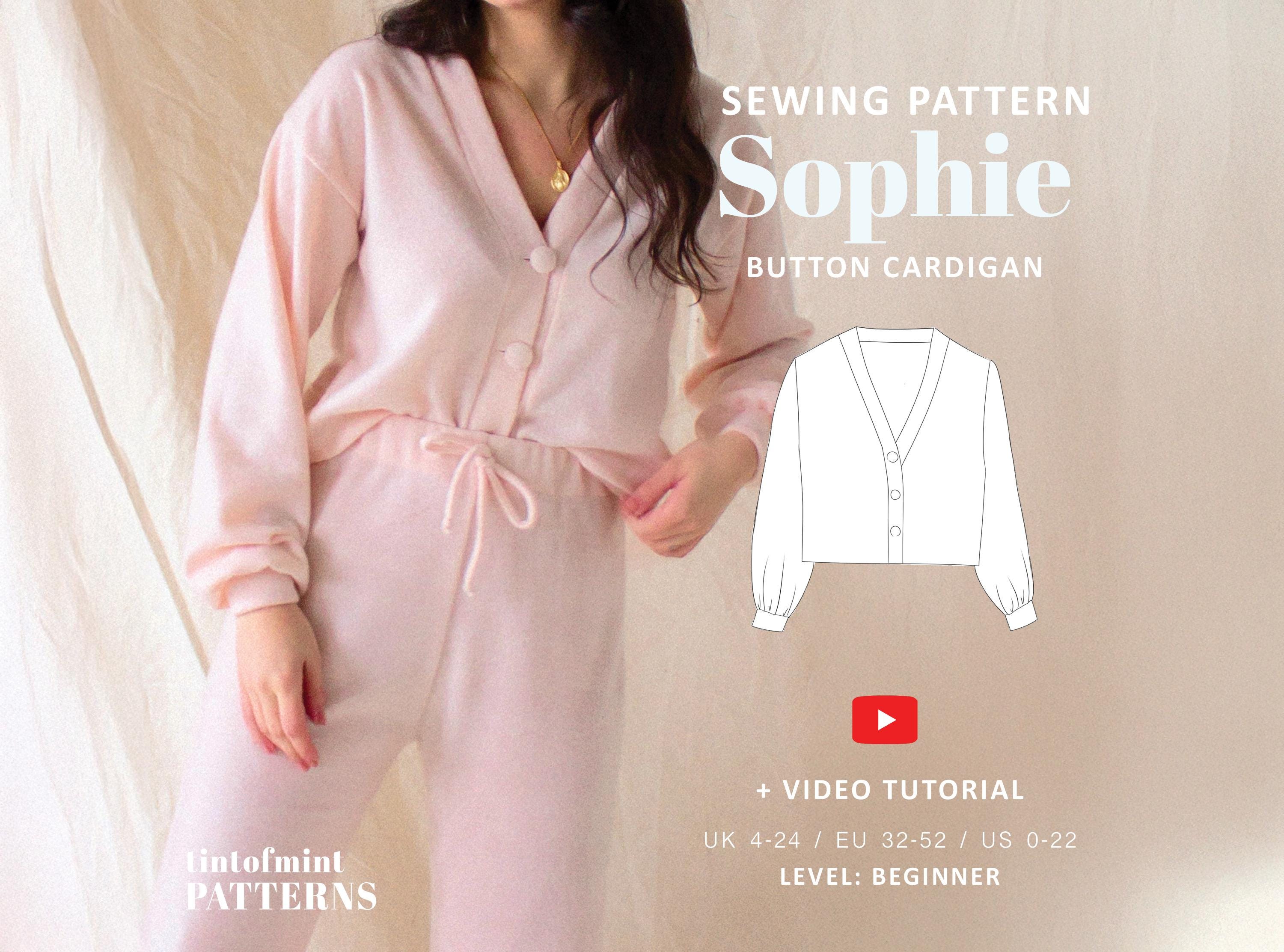 Sophie Button Down Lounge Cardigan Digital Pattern // UK 4-24, US 