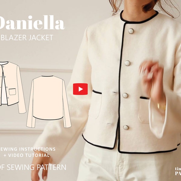 Patron numérique de veste de blazer Danielle // 4-24 Royaume-Uni, 0-20 Etats-Unis // Patrons de couture PDF