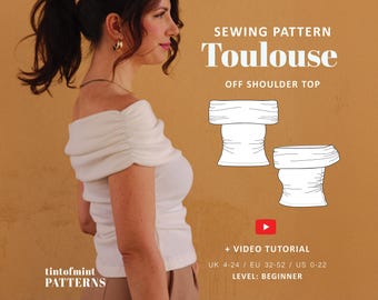 Toulouse Off Shoulder Top Digital Pattern // UK 4-24, US 0-20 //  PDF Sewing Patterns