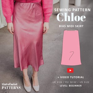 Chloé Bias Satin Midi Skirt Digital Pattern // UK 4-24, US 0-20 // PDF Sewing Patterns