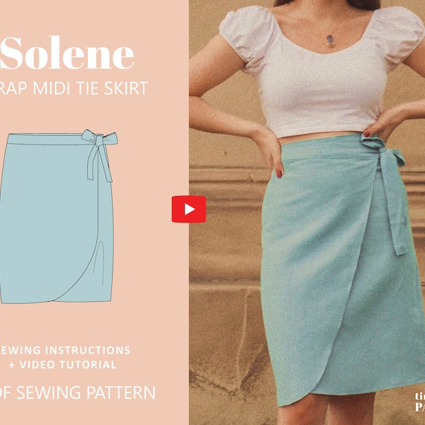 Solène Wrap Midi Skirt Digital Pattern // UK 4-24, US 0-20 //  PDF Sewing Patterns