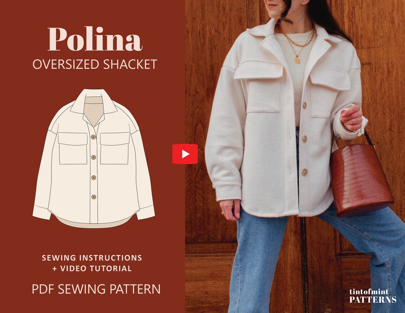 Polina Oversized Shacket Digital Pattern // UK 4-24, US 0-20 // PDF Sewing Patterns image 1