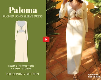 Patron numérique de robe découpée avec détails froncés Paloma // 4-24 Royaume-Uni, 0-20 Etats-Unis // Patrons de couture PDF