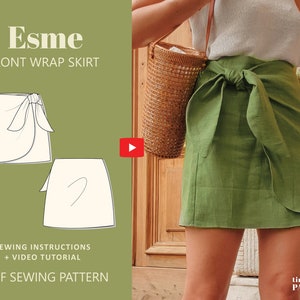 Esme Wrap Tie Front Skirt Digital Pattern // UK 4-24, US 0-20 //  PDF Sewing Patterns