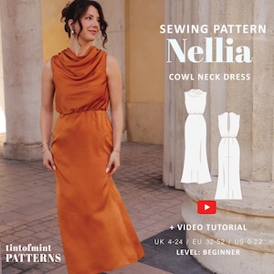 Nellia Dress PDF Digital Sewing Pattern / UK 4-24, US 0-20 / + Video Tutorial