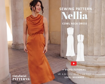 Nellia Dress PDF Digital Sewing Pattern / UK 4-24, US 0-20 / + Video Tutorial