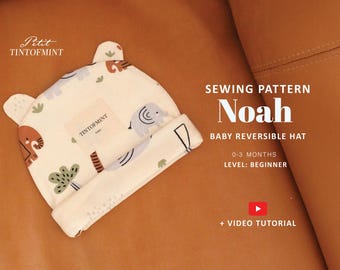 Noah Baby Langarm Top Digital Schnittmuster // 0-3 Monate // PDF Schnittmuster