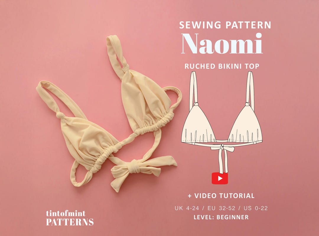 Patron de maillot de bain haut de bikini froncé Naomi // 4-24